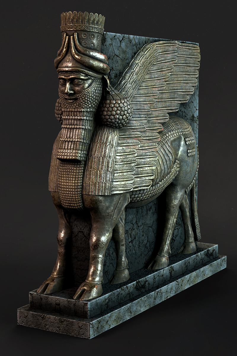 Lamassu lion statue game props